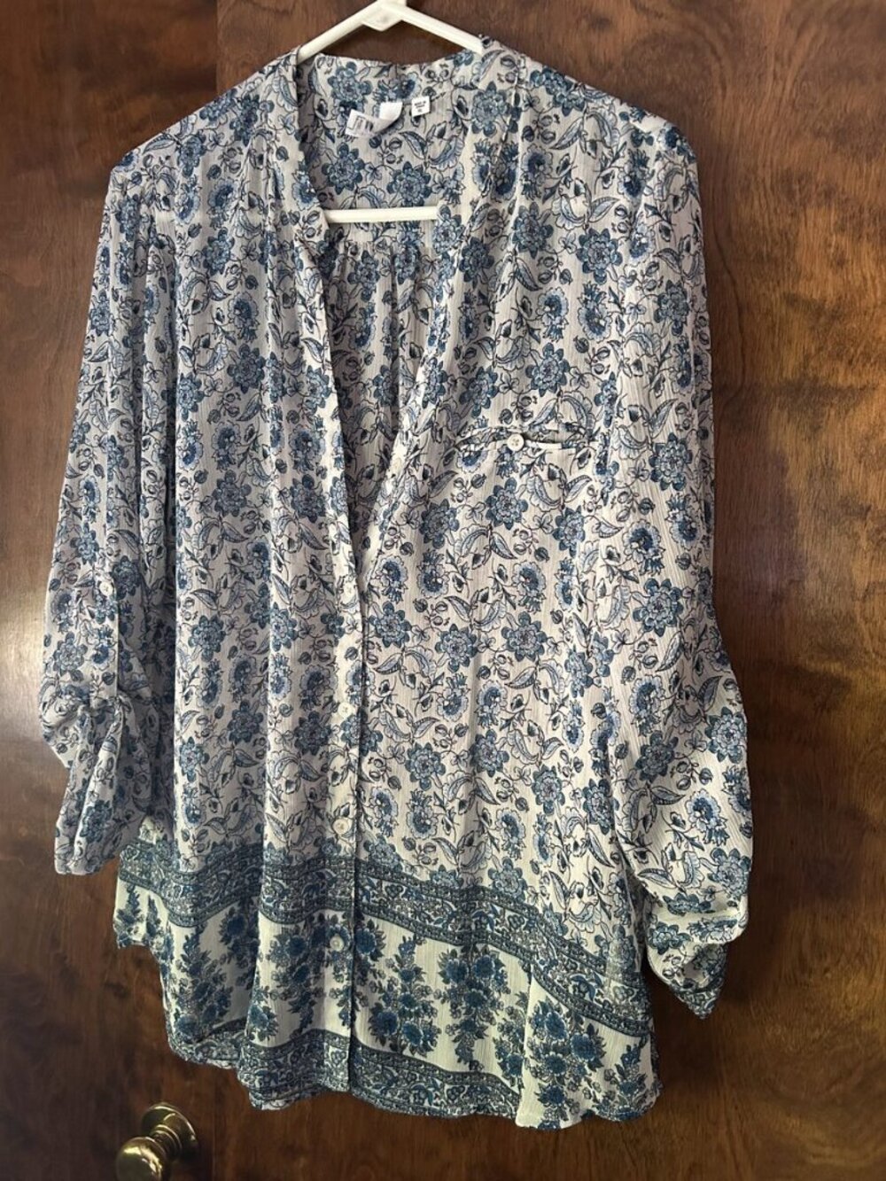 KUT from the Kloth Blue Paisley Open Front Kimono